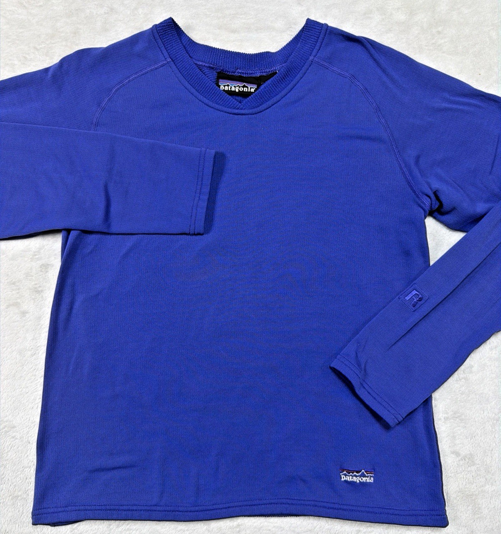 Vintage Patagonia Capilene R1 Grid Fleece Pullover Shirt Royal Purple Mens S/M